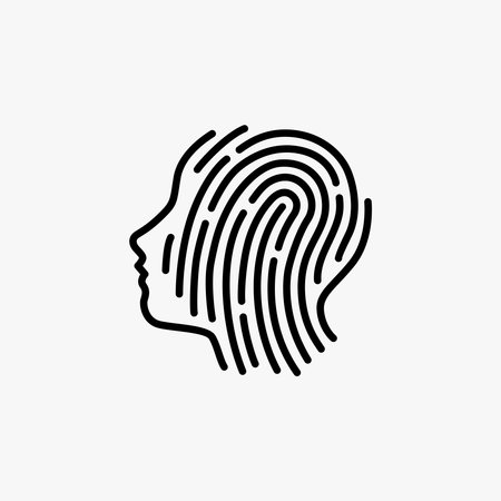 human head fingerprint biometric security tech logo vector icon illustrationのイラスト素材