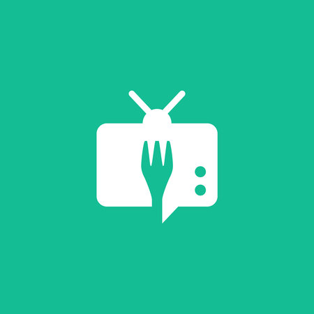 fork food channel television tv culinary review logo vector icon illustrationのイラスト素材