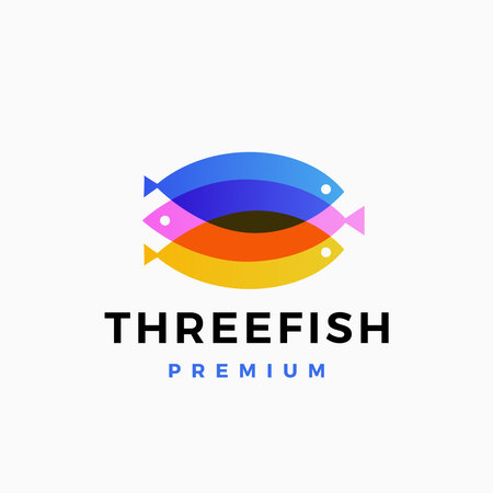 triple Three Fishes fish multiply overlapping color gradient logo vector icon illustrationのイラスト素材