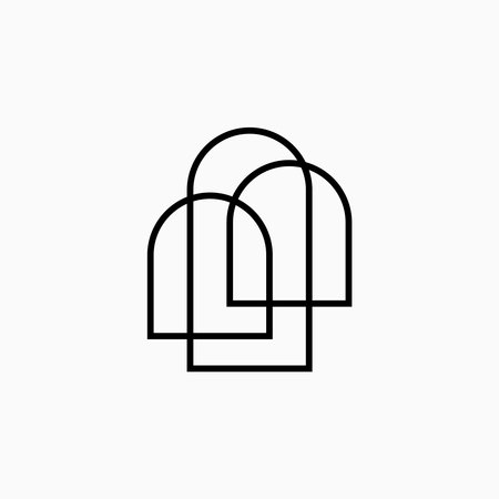 niche door window shape logo line outline monoline vector icon illustrationのイラスト素材