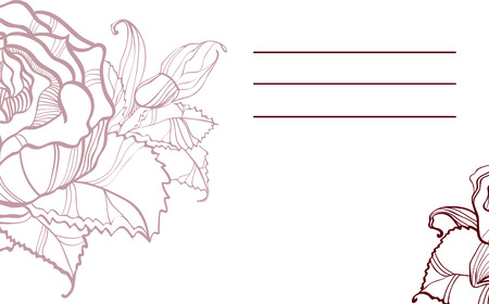 Beautiful card with ink rose and place for textのイラスト素材
