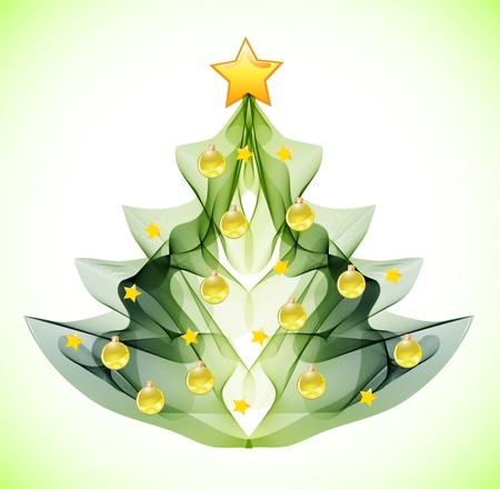Abstract green Christmas tree with toysの写真素材