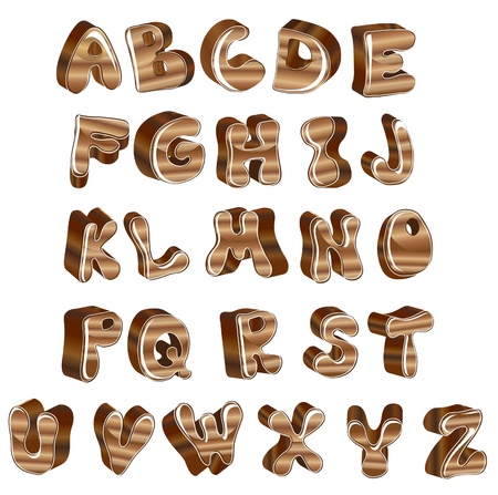 Cute glossy wood alphabet over whiteの写真素材