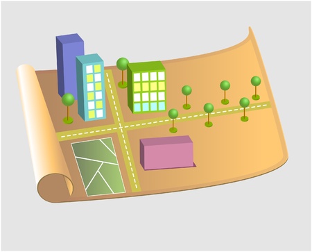 City map with different housesの写真素材