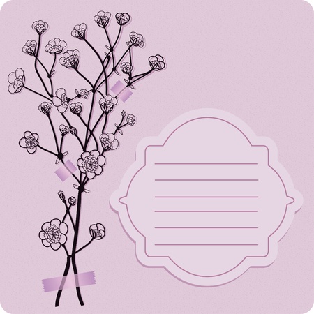 Floral purple card, background with place for textのイラスト素材
