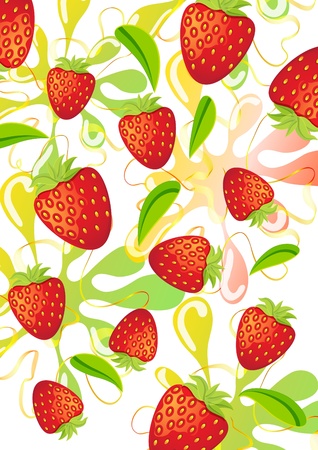 Colorful strawberry background over whiteのイラスト素材