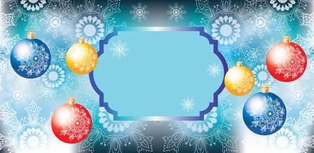 Elegant Christmas background with colorful decoration balls and card for textのイラスト素材