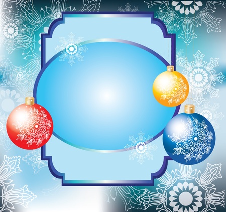 Christmas background with colorful decoration balls and card for textのイラスト素材