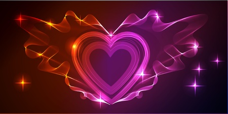 Background with bright heart over darkのイラスト素材