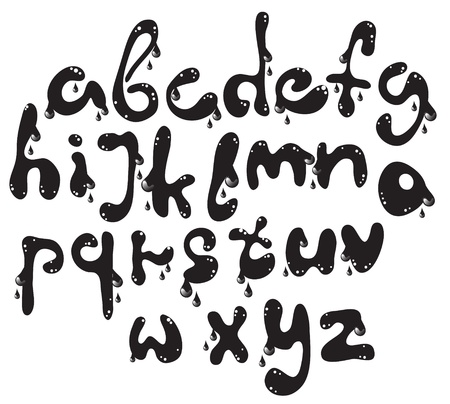Cute black alphabet with dropsのイラスト素材