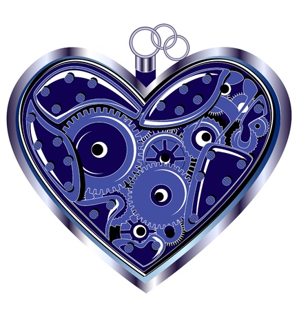 Blue Mechanical Valentine heartのイラスト素材