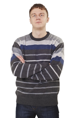 Young handsome man over whiteの写真素材