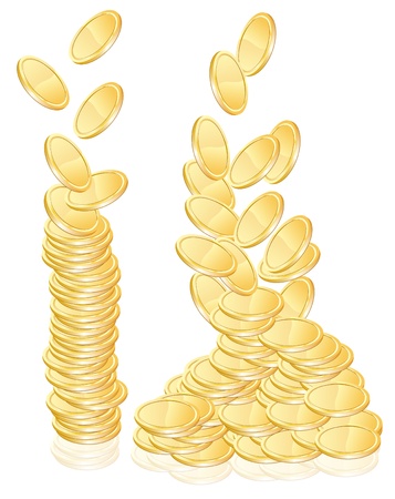Gold coins illustration over whiteのイラスト素材