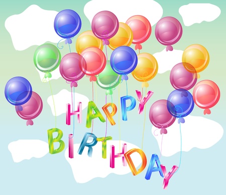 Happy birthday bright card, beautiful celebration backgroundのイラスト素材