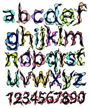 monster alphabet and figures, cartoon illustrationのイラスト素材