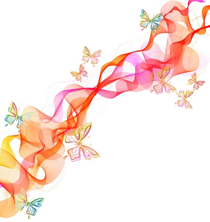 Beautiful abstract illustration with butterfly over whiteのイラスト素材