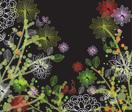 Beautiful floral illustration with birdsのイラスト素材
