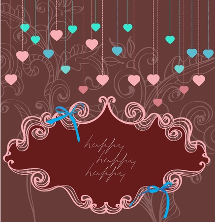 Floral label for Valentine holiday, beautiful dark color illustrationのイラスト素材