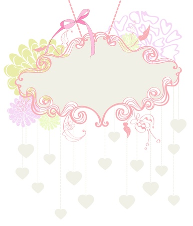 Floral label for Valentine holiday, beautiful illustrationのイラスト素材