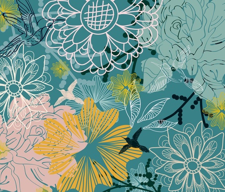 Beautiful floral background, illustrationのイラスト素材