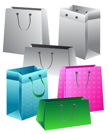 Set of paper bags over whiteのイラスト素材