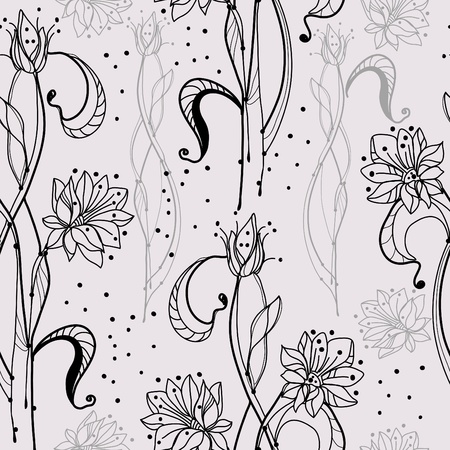 seamless pattern with tender flowers, beautiful illustrationのイラスト素材