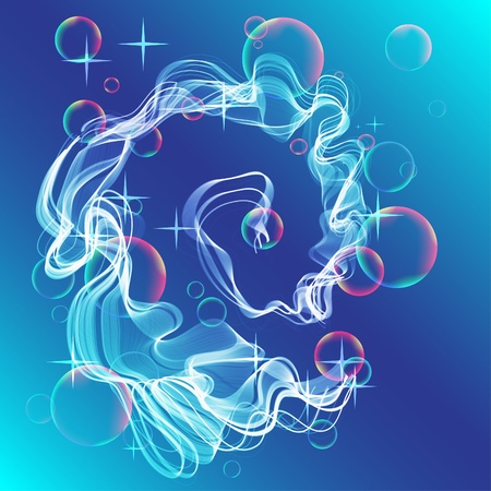 Abstract background blue ice wave with bubbles, illustrationのイラスト素材