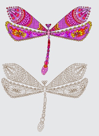 Two dragonfly with unique pattern and color, illustrationのイラスト素材