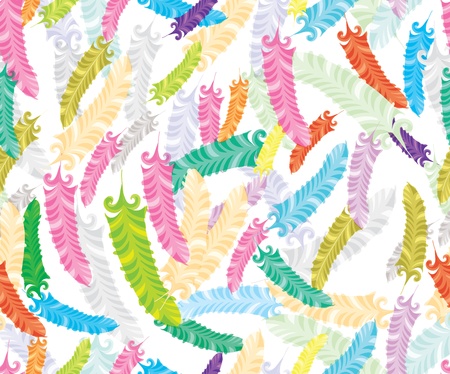 Abstract hand-drawing Seamless pattern with colorful feather, can be used for wallpaper, pattern fills, web page background, surface textures, illustrationのイラスト素材