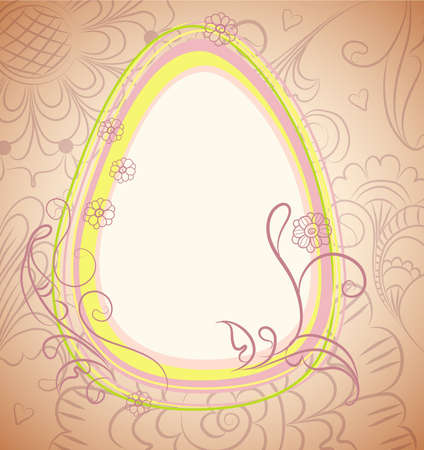 tender easter card with egg and floral ornament, illustrationのイラスト素材