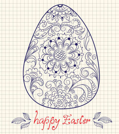 easter egg with floral ornament,beautiful cardのイラスト素材