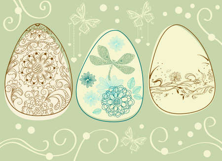 easter eggs with floral elements, illustrationのイラスト素材