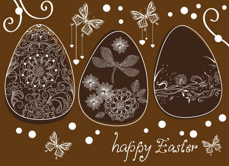 easter eggs with floral elements, illustrationのイラスト素材