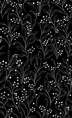 Abstract hand-drawing Seamless black pattern with white flowers, can be used for wallpaper, pattern fills, web page background, surface textures, illustrationのイラスト素材