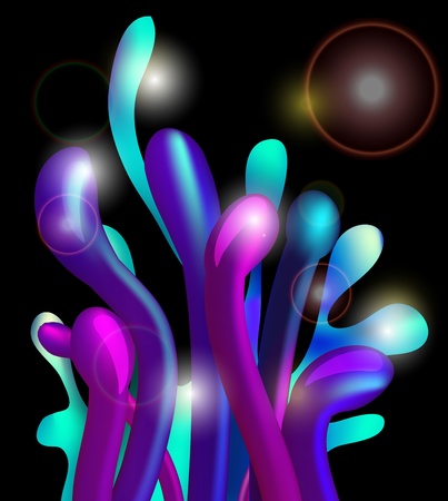 Colorful paint splashing illustration over darkのイラスト素材