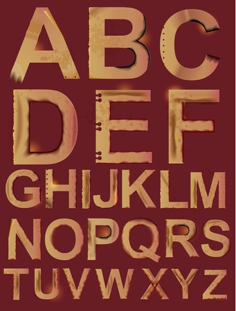 Grunge paper alphabet, ABC iluustrationのイラスト素材