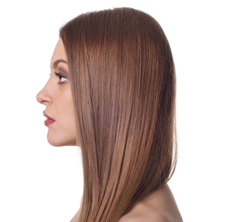 Profile of beautiful young womanの写真素材