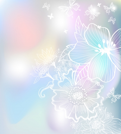 Romantic colorful flower background for design, hand-drawing illustrationのイラスト素材