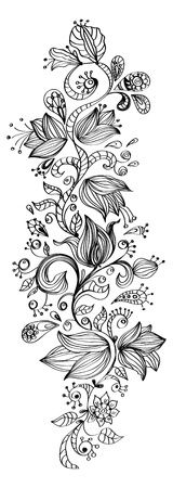 Stylish floral background, hand drawn flowers, illustrationのイラスト素材