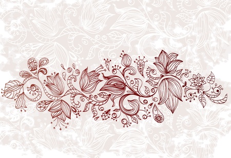 Stylish floral background, hand drawn flowers, illustrationのイラスト素材