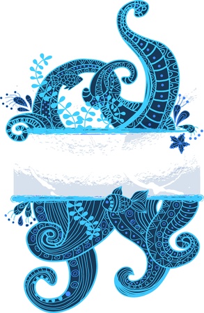 Stylish sea ornament, beautiful illustration for designのイラスト素材