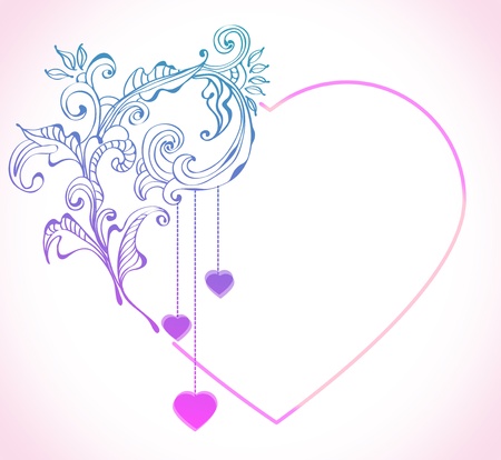 Floral Valentine background with heart, illustratuinのイラスト素材