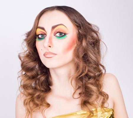 portrait of fashion woman model with beauty bright make-up  Beautiful famale face with clean skin の写真素材