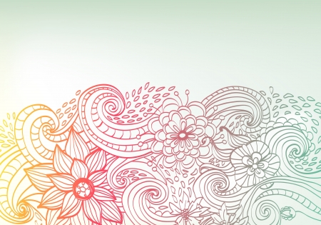 Doodle color floral background, illustration for your designの写真素材