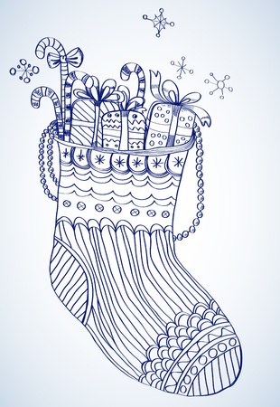 Xmas color socks, bright illustrationのイラスト素材