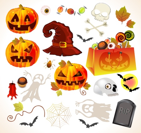 Set of halloween design elements, illustrationのイラスト素材