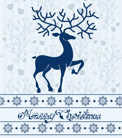 Christmas deer card with text  Merry Christmas, beautiful illustrationのイラスト素材