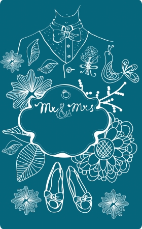 Wedding card with glamorous doodles, illustration for your designのイラスト素材