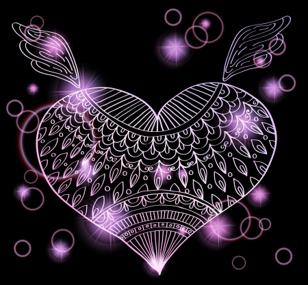 Ornament heart shape for your design,Valntine dark background with heartのイラスト素材