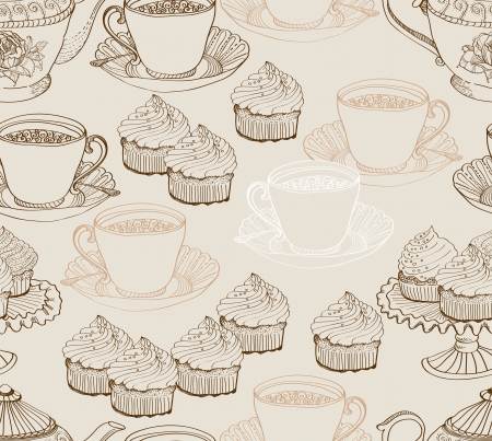 vintage tea background  seamless pattern for designのイラスト素材